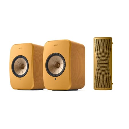 KEF LSX II Active Wireless Bookshelf Speakers (Amber Haze) KEF Sight and Sound Galleria