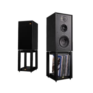 Wharfedale Linton 85th Heritage Speakers + Stands (Black Oak)
