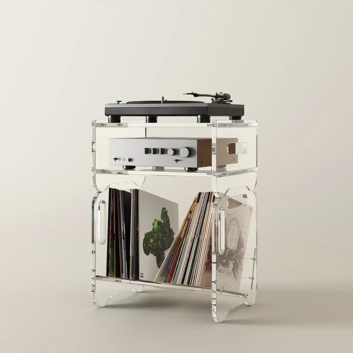 Bentolabs Prisma 140 Acrylic Vinyl Record Shelf + Hi-Fi Amplifier Shelf Bentolabs Prisma 140 Acrylic Vinyl Record Shelf + Hi-Fi Amplifier Shelf
