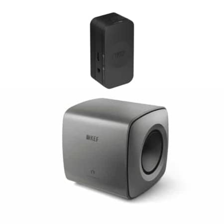 KEF KC62 Subwoofer + KW2 Wireless Adaptor (Titanium Grey) Bundles Sight and Sound Galleria