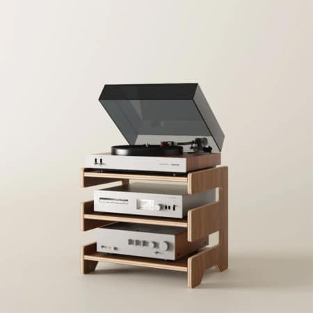 Bentolabs Haven Double Record Player Shelf (Walnut) Bentolabs Sight and Sound Galleria