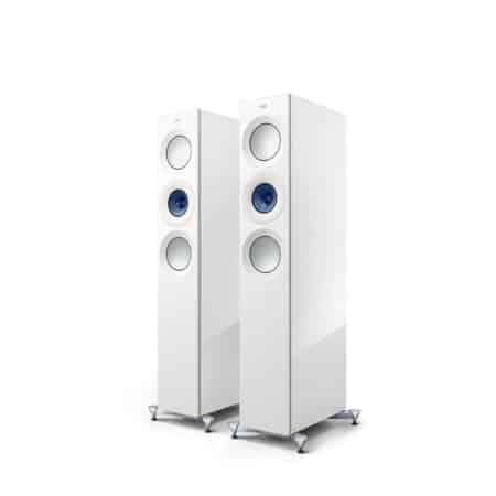 KEF Reference 3 Meta Bookshelf Speakers (High-Gloss White/Blue) KEF Sight and Sound Galleria