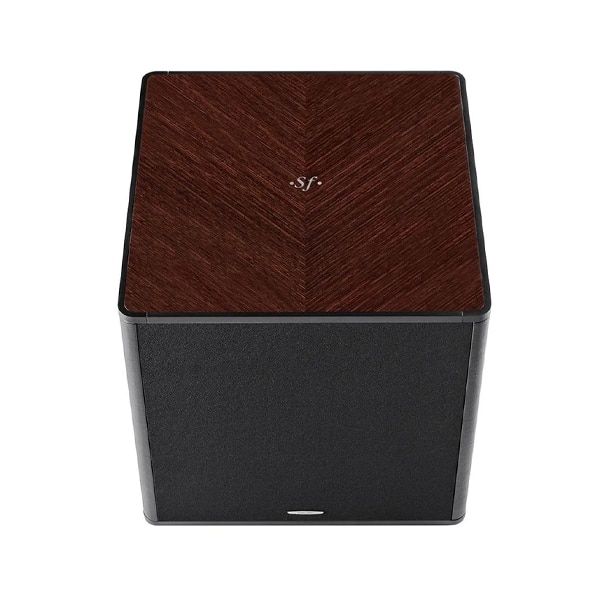 Sonus faber Gravis V Subwoofer (45° Wenge High Gloss with Inlaid Logo – Black Leather) Gravis Subwoofers Sight and Sound Galleria