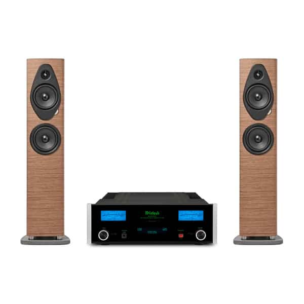 Suggested McIntosh MA5300 and Sonus faber Sonetto III G2 pairing in Walnut; speakers additional