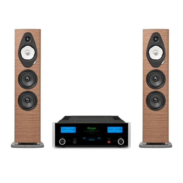 Suggested McIntosh MA5300 and Sonus faber Sonetto V G2 pairing in Walnut; speakers additional