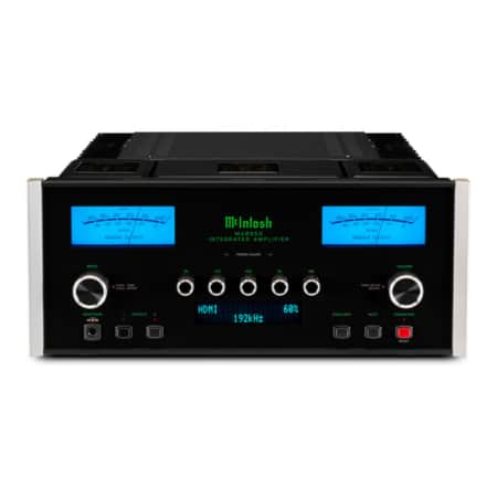 McIntosh MA8950 integrated amplifier, front view on a white background