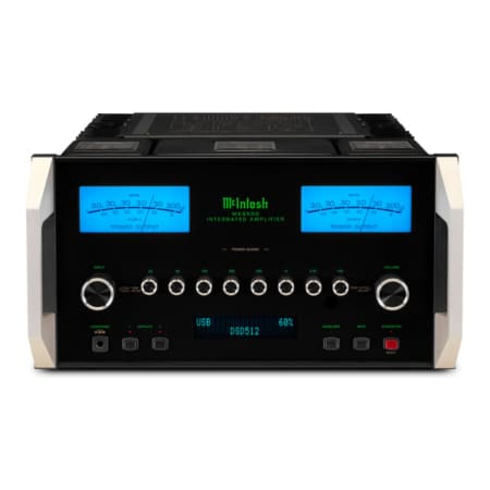 McIntosh MA9500 integrated amplifier, front view on a white background