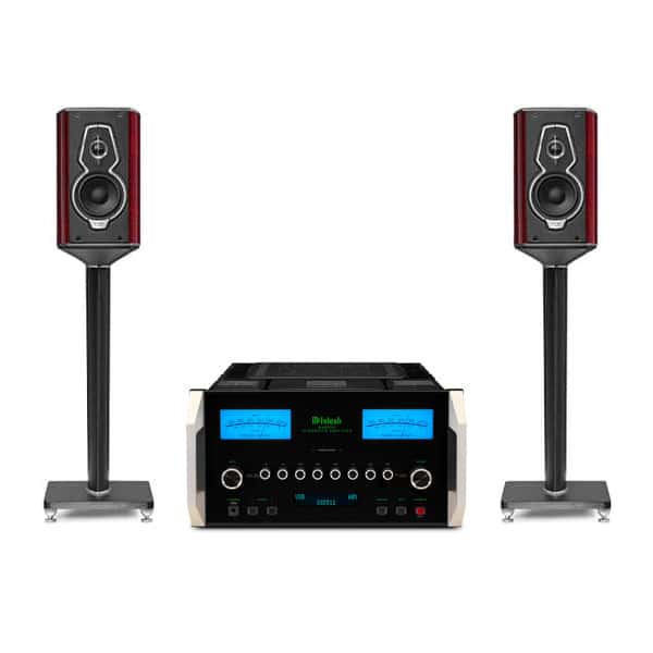 Suggested McIntosh MA9500 and Sonus faber Guarneri G5 pairing in Red Violin; speakers additional
