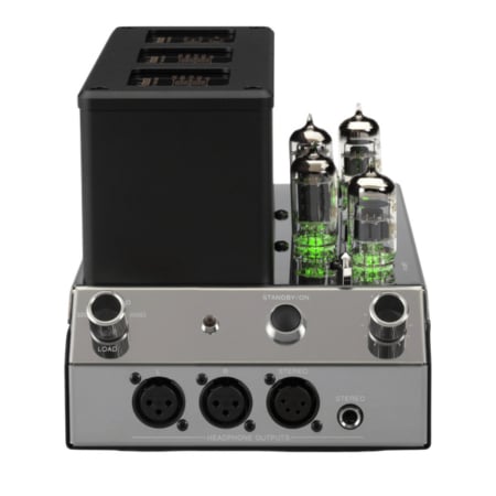 McIntosh MHA200 vacuum tube headphone amplifier, front view on a white background
