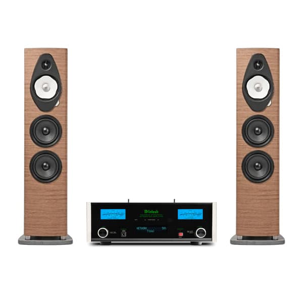 Suggested McIntosh MSA5500 and Sonus faber Sonetto V G2 pairing in Walnut; speakers additional